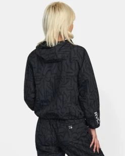 RVCA THUG ROSE WINDBREAKER JACKET -Rvca avjjk00173 rvcaw blk bck1