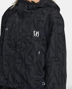 RVCA THUG ROSE WINDBREAKER JACKET -Rvca avjjk00173 rvcaw blk dtl1