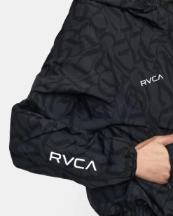 RVCA THUG ROSE WINDBREAKER JACKET -Rvca avjjk00173 rvcaw blk dtl3