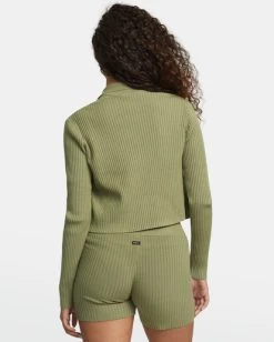RVCA ROSE NAMAJUNAS FEVER RIB KNIT FITTED CARDIGAN -Rvca avjto00143 rvcaw alo bck1