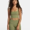 RVCA ROSE NAMAJUNAS FEVER RIB KNIT CROPPED TANK TOP