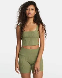 RVCA ROSE NAMAJUNAS FEVER RIB KNIT CROPPED TANK TOP