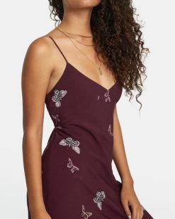 RVCA ROSE NAMAJUNAS OH LORD MIDI DRESS -Rvca avjwd00278 rvcaw mgj0 dtl1