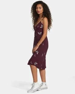 RVCA ROSE NAMAJUNAS OH LORD MIDI DRESS -Rvca avjwd00278 rvcaw mgj0 sd1