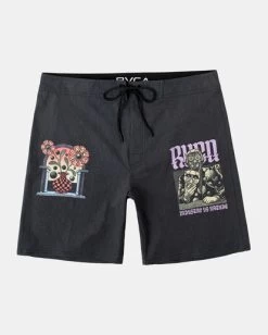 RVCA MARTIN ANDER ELASTIC BOARDSHORTS 18" -Rvca avybs00306 rvcaf blk frt1