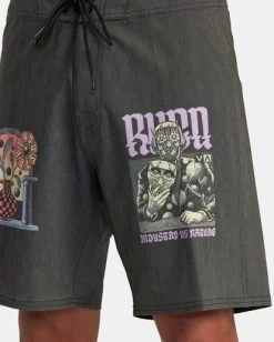 RVCA MARTIN ANDER ELASTIC BOARDSHORTS 18" -Rvca avybs00306 rvcaw blk dtl1