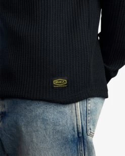 RVCA DAY SHIFT LONG SLEEVE THERMAL SHIRT -Rvca avykt00104 rvcaw blk dtl2