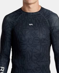 RVCA THUG ROSE VA SPORT LONG SLEEVE RASHGUARD -Rvca avywr00139 rvcaw blk dtl1