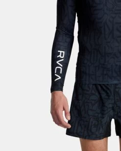 RVCA THUG ROSE VA SPORT LONG SLEEVE RASHGUARD -Rvca avywr00139 rvcaw blk dtl2