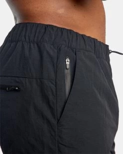 RVCA OUTSIDER PACKABLE ELASTIC WALKSHORTS 17" -Rvca avyws00147 rvcaw blk dtl2