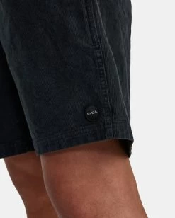 RVCA ESCAPE ELASTIC CORDUROY SHORTS 17” 8 RVCA ESCAPE ELASTIC CORDUROY SHORTS 17” -Rvca avyws00160 rvcaw blk dtl1