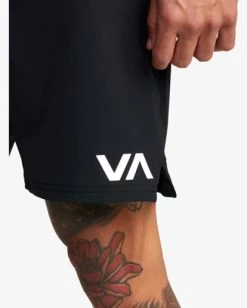 RVCA GRAPPLER ELASTIC WALKSHORTS 17" -Rvca avyws00173 rvcaw blk dtl2