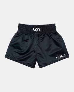 RVCA MUAY THAI MOD ELASTIC BOXING SHORTS 15" -Rvca avyws00211 rvcaf blk frt1