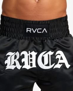 RVCA MUAY THAI MOD ELASTIC BOXING SHORTS 15" -Rvca avyws00211 rvcaw blk dtl1