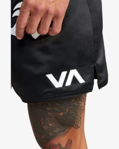RVCA MUAY THAI MOD ELASTIC BOXING SHORTS 15" -Rvca avyws00211 rvcaw blk dtl2