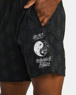 RVCA MISTER CARTOON YOGGER ELASTIC RUNNING SHORTS 17" -Rvca avyws00218 rvcaw blk dtl1