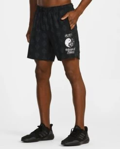 RVCA MISTER CARTOON YOGGER ELASTIC RUNNING SHORTS 17"