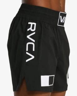 RVCA SPARTAN ELASTIC TRAINING SHORTS 17" -Rvca avyws00224 rvcaw blk dtl2