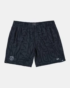 RVCA THUG ROSE YOGGER STRETCH PERFORMANCE SHORTS -Rvca avyws00255 rvcaf blk frt1