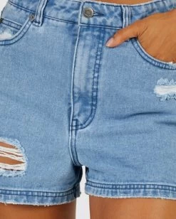 RVCA RIPPED DENIM COCO SHORT -Rvca uvjds00107 rvcaw blu dtl1