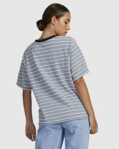 RVCA PATCHES STRIPE SHORT SLEEVE T-SHIRT -Rvca uvjkt00153 rvcaw dsb bck1