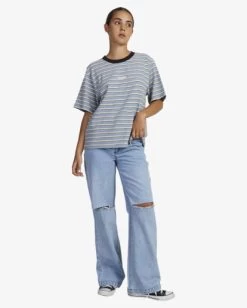 RVCA PATCHES STRIPE SHORT SLEEVE T-SHIRT -Rvca uvjkt00153 rvcaw dsb frt9