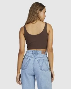 RVCA SLOGAN CROPPED TANK -Rvca uvjkt00156 rvcaw cof bck1