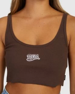 RVCA SLOGAN CROPPED TANK -Rvca uvjkt00156 rvcaw cof dtl1