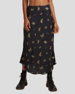 RVCA MEL G | FLUTTER ANNIKA MIDI SKIRT -Rvca uvjwk00102 rvcaw blk frt5