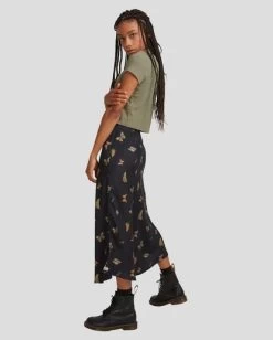 RVCA MEL G | FLUTTER ANNIKA MIDI SKIRT -Rvca uvjwk00102 rvcaw blk sd1