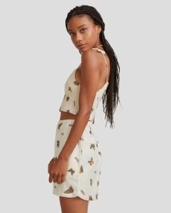 RVCA MEL G | FLUTTER TIE SMOCKED TOP -Rvca uvjwt00104 rvcaw nat sd1