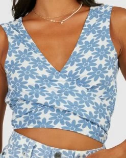 RVCA DAISY TIE FRONT TOP -Rvca uvjwt00122 rvcaw asb dtl2