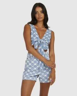 RVCA DAISY TIE FRONT TOP -Rvca uvjwt00122 rvcaw asb frt1