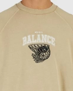 RVCA HOOPS RAGLAN CREW -Rvca uvyft00177 rvcaw kha dtl1