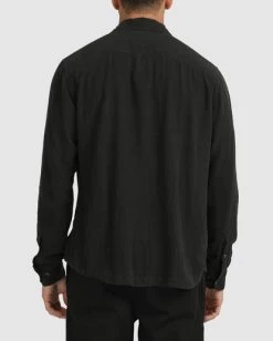 RVCA BEAT LONG SLEEVE BUTTON-DOWN SHIRT -Rvca uvywt00106 rvcaw blk bck3
