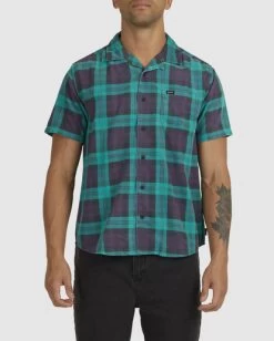 RVCA BARBED PLAID SHORT SLEEVE SHIRT