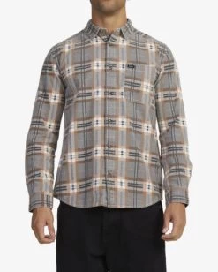 RVCA MUSHU PLAID LONG SLEEVE SHIRT